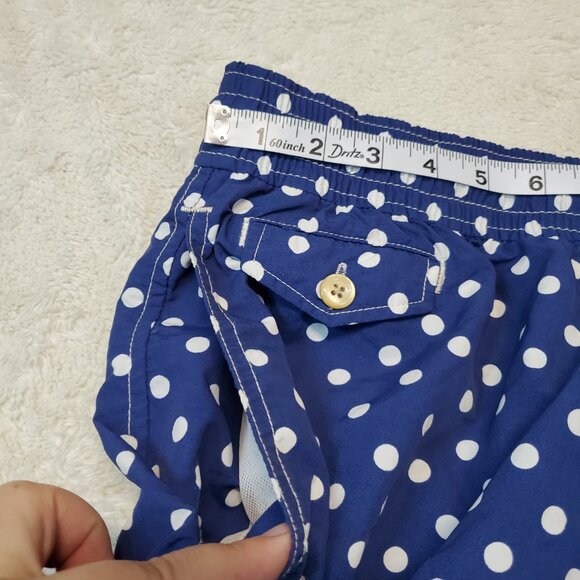 Vintage Polo Ralph Lauren Blue White Polka Dot Swimsuit Swim Trunks Men XXL - Picture 9 of 12